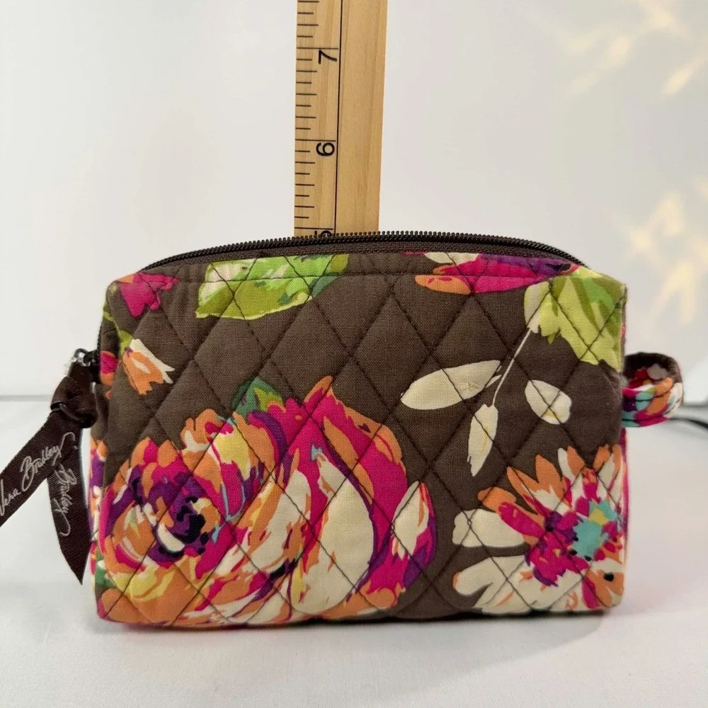 Vera Bradley English Rose Quilted Cosmetic Makeup Bag Retired Floral Travel
